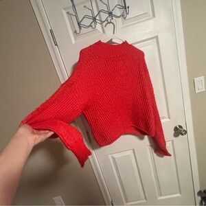 SO Vibrant Red Women's Cowl Neck Sweater